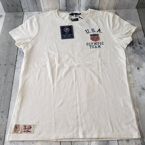 NWT - Ralph Lauren Cream Olympic Team USA Tee - Size L - Picture 1 of 5